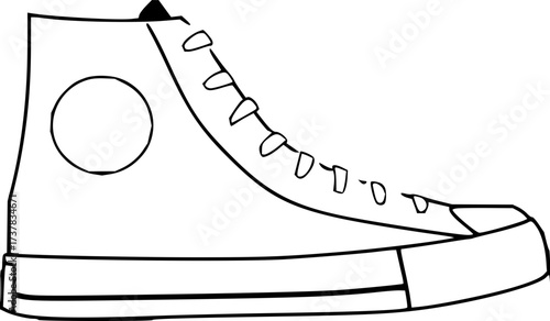 Classic high-top sneaker illustration, perfect for fashion blogs or customizable shoe designs, a timeless symbol of youth culture and casual style