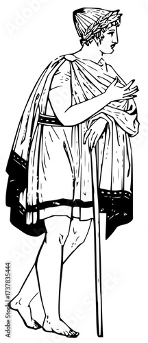 Intriguing illustration of a classical Greek figure, timeless design for educational resources or historical projects, evokes ancient civilization and culture.