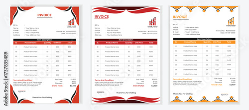A Set Of Modern Corporate invoice Template Vector design For any Business Product Billing