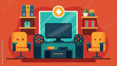 A gaming station with popular gaming consoles and comfortable seating.