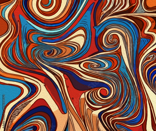 Abstract pattern for printing on wall decorations, fabrics, and for use in graphics.