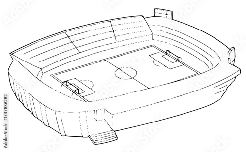 Detailed stadium illustration ready for game day excitement, perfect for sports designs, architectural projects, or urban planning visuals, scalable art