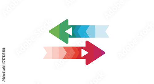 Arrows indicating movement in opposite directions representing transfer and exchange concepts.
