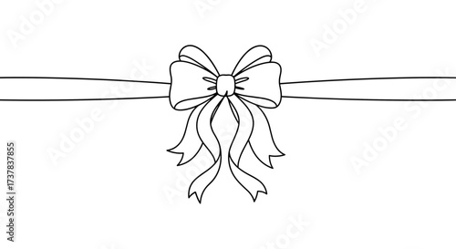 A simple elegant ribbon bow tied around a gift or package for decorative purposes.