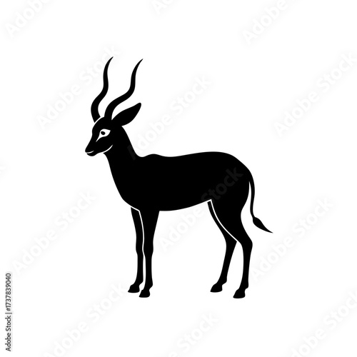 Silhouette of an antelope standing still on transparent background