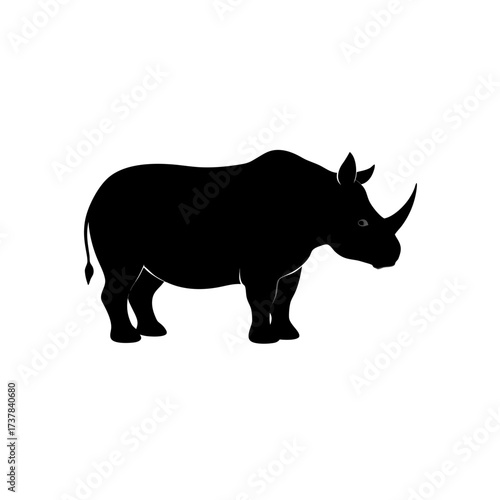 Silhouette of a rhinoceros standing still on transparent background