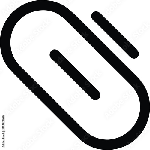 Sleek Black Paperclip Icon on White Background for Minimalist Design