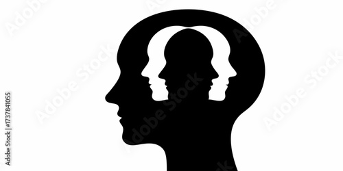 Unlock Your Potential Discovering Inner Self and Thoughts, Visualizing Mental Clarity, Psychological Insight and Self Awareness with Powerful Silhouette