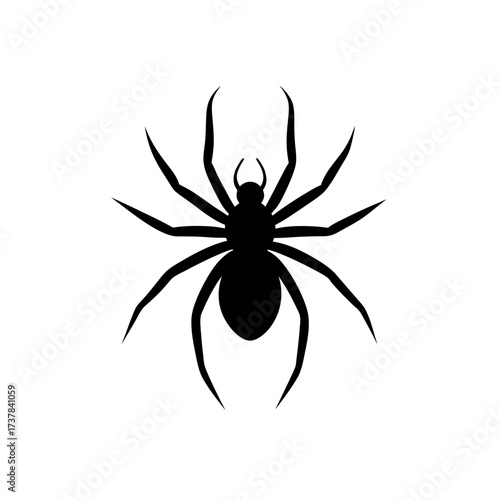 Silhouette of a spider with eight legs on transparent background