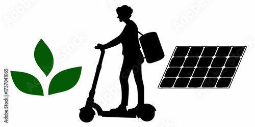 Eco-Friendly Commute With Electric Scooter And Solar Panel Power, Championing Green Living And Renewable Energy For A Sustainable Lifestyle Future