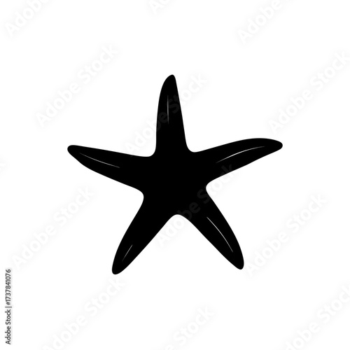 Silhouette of a five pointed sea starfish on transparent background