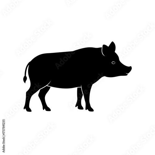 Silhouette of a wild boar standing still on transparent background