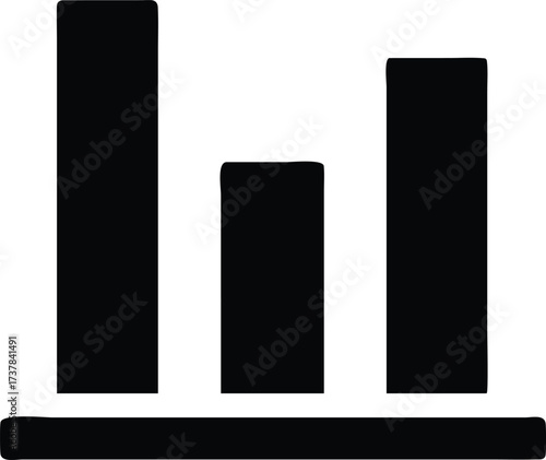 Bar Chart Graphic Icon in Black and White Digital Illustration
