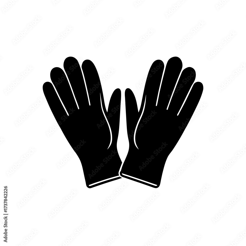 Obraz premium Illustration of two black rubber gloves on transparent background silhouette