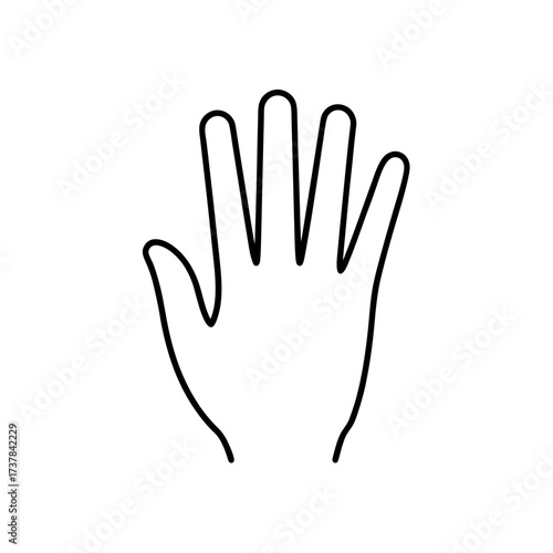 Outlined hand with fingers spread upward on transparent background silhouette
