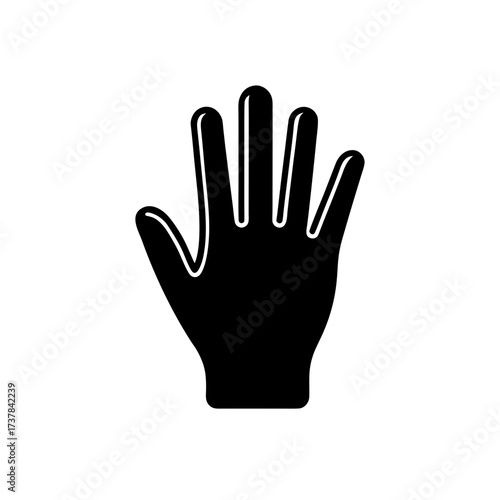 Black silhouette of a hand with fingers on transparent background