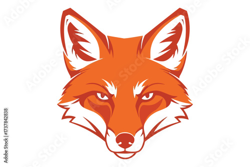 Illustration of a fox head, showcasing its sharp features, pointy ears, and intense gaze, perfect for logos, emblems, or wildlifethemed designs