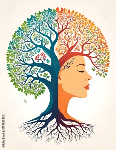 Woman & tree combined in art