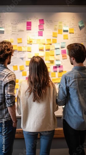 Team Brainstorming Session with Sticky Notes
