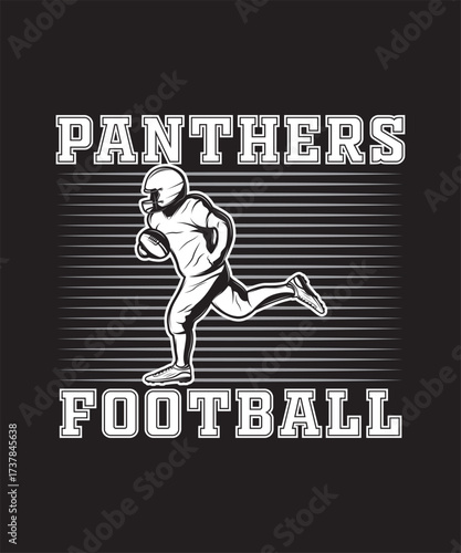 Panthers Football T-shirt Design with Running Player Vector