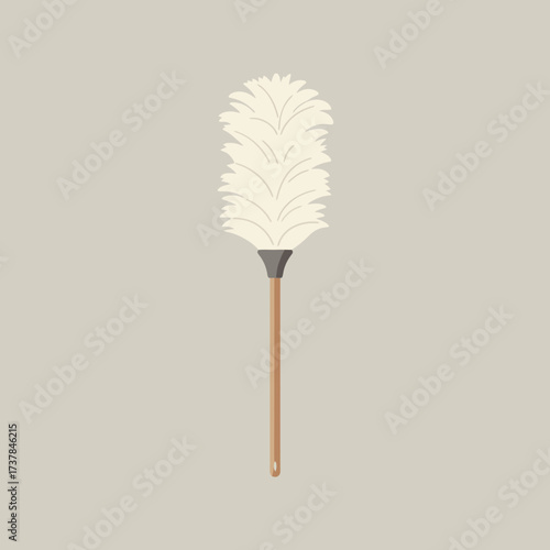 A simple illustration of a feather duster with a wooden handle.