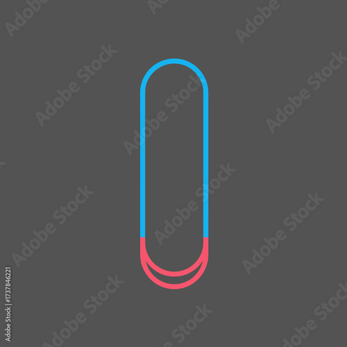 Abstract geometric shape with rounded ends and dual color lines.