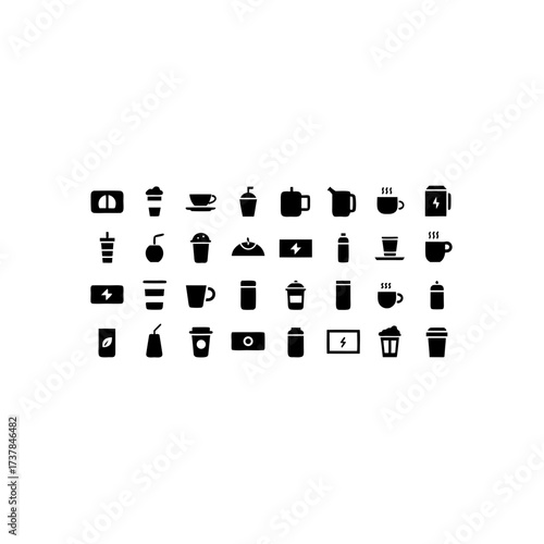 Collection of various beverage containers on transparent background