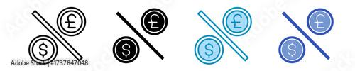 Currency Exchange Rate  Icon Set Multiple Style Collection