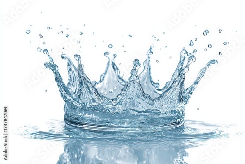Crown Shaped Water Splash Against White Background