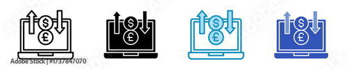 Online Trading  Icon Set Multiple Style Collection