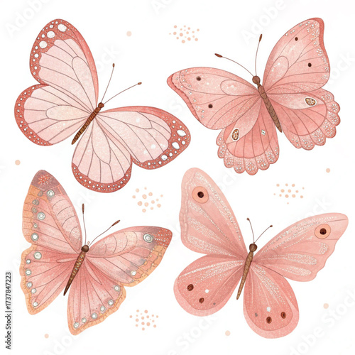 set of beautiful butterfly