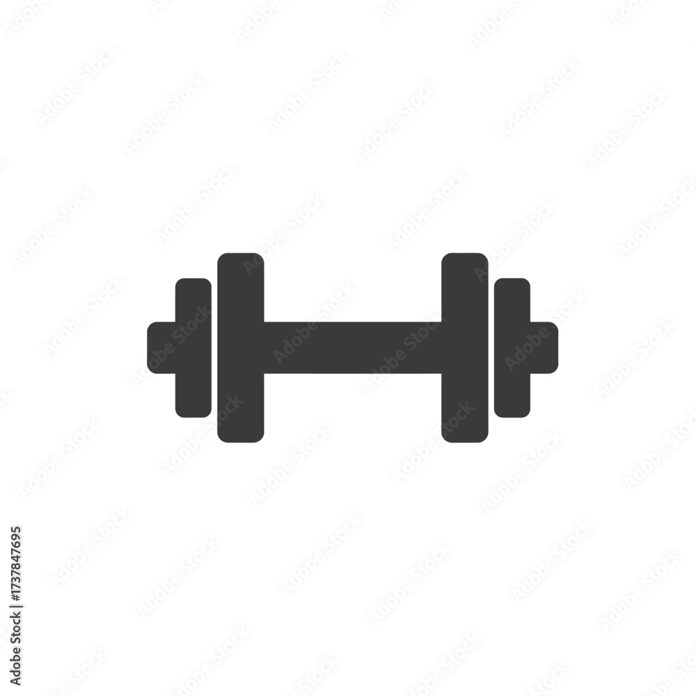 Fototapeta premium Simple black dumbbell icon for fitness and exercise.