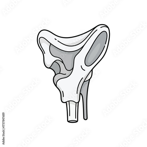 Stylized illustration of the human stapes bone in flat vector design
