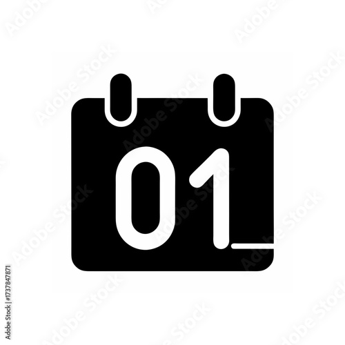 Calendar icon showing the first of month on transparent background silhouette