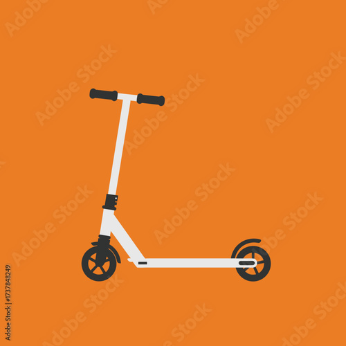 White scooter on orange background ready for urban transportation and fun.