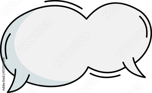 Double Cartoon Speech Bubble with Black Outline Isolated on Black Background