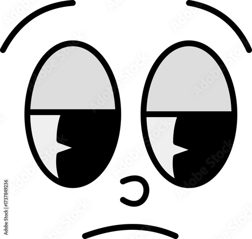 Cartoon illustration conveying sadness, with expressive eyes and downturned mouth