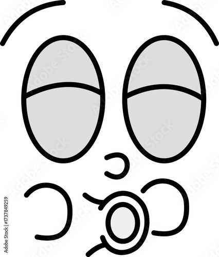 Minimalist Cartoon Face Depicting Sleepiness or Drowsiness with Closed Eyes