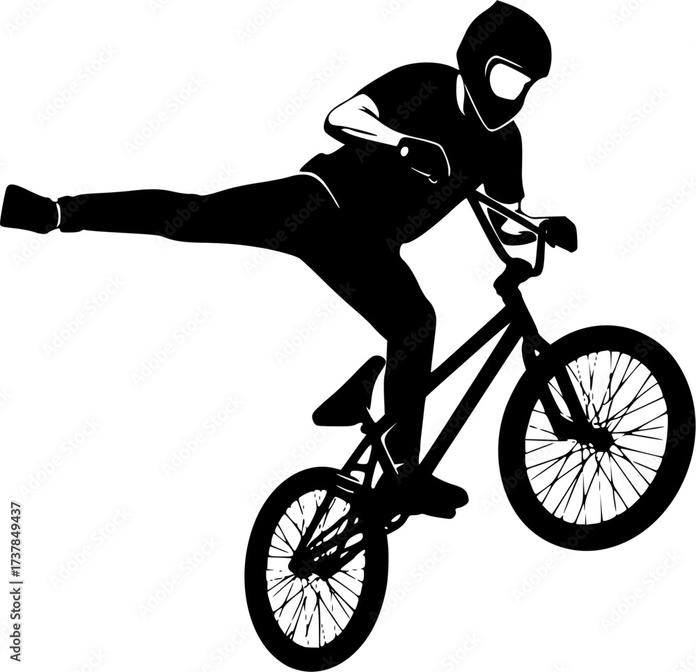 Obraz premium Bmx cycling silhouette, Bmx stunt silhouette, Bmx cyclist silhouette, Bmx cycling, Bmx cyclist, Bmx, Bmx silhouette