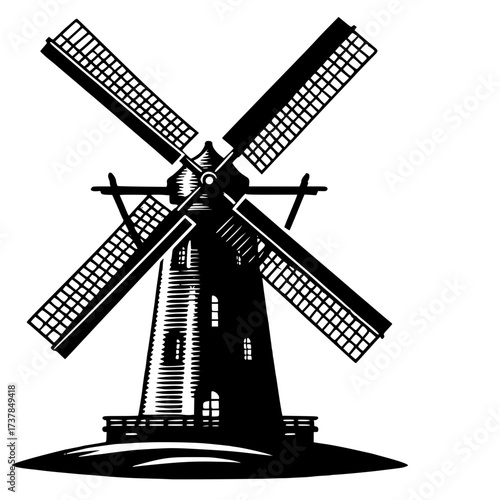 Windmill vector image illustration