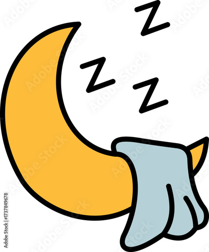 Stylized crescent moon illustration representing sleep and nighttime rest