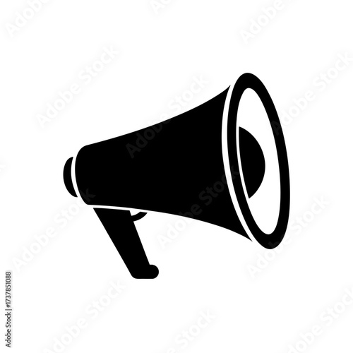 Illustration of a black and white megaphone on transparent background silhouette