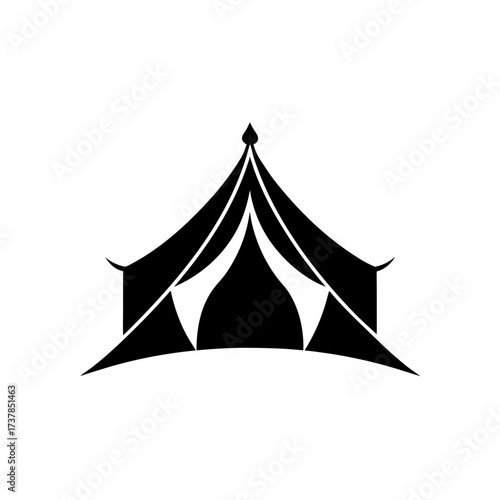 Silhouette of a circus tent on white background on transparent background
