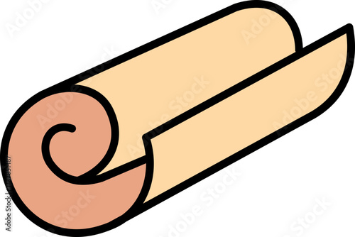 Ancient Scroll Illustration: Minimalist Cartoon Design with Vintage Aesthetic
