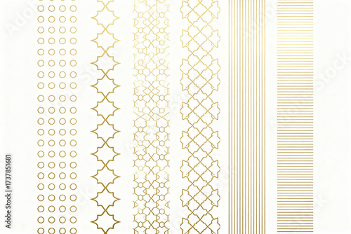 Elegant Gold Geometric Patterns and Borders Collection