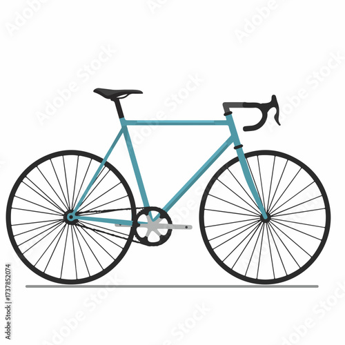 Minimalist Clean Line Bicycle Illustration with Pastel Blue Frame and Black Details