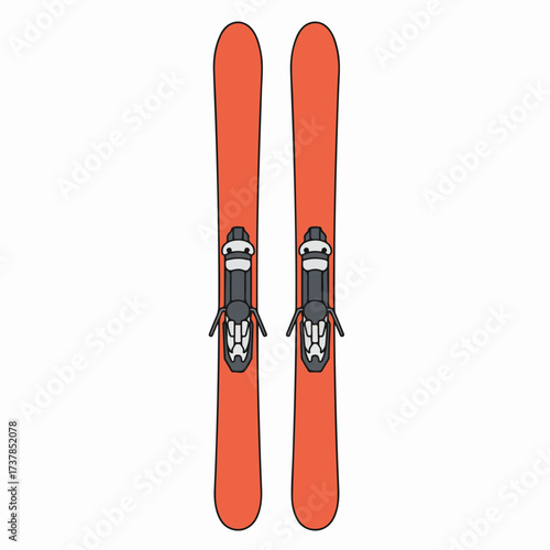 Flat Illustration Orange Winter Ski Equipment for Snow Activities