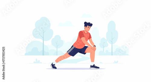Man Warming Up Before Workout In Natural Environment Outdoors