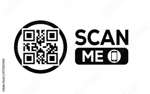 QR code scan icon set. Scan me frame. QR code scan for smartphone. QR code for mobile app, payment and identification. Vector illustration.