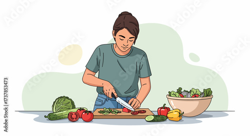 Preparing Healthy Meal With Fresh Vegetables At Home Concept
